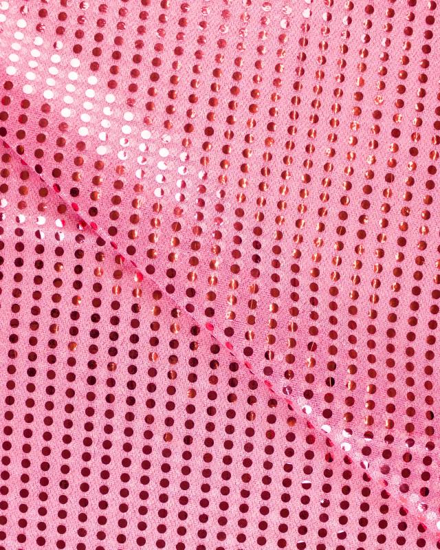 Tissu à Paillettes Rondes Rose Bonbon - Tissushop